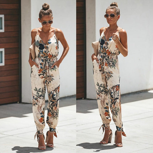 Spaghetti Strap Jumpsuit With Leg Slit